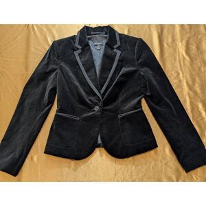The Limited Velvet Piped Blazer Women’s 6 Black One-Button Cropped Riding